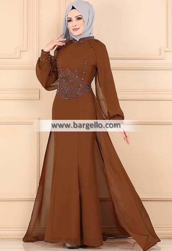 Brown Crocus Los Angeles LA California CA USA High Quality Embroidered Jilbab