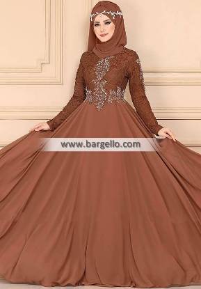 Brown Carnation Quebec City Canada Stylish Embroidered Jilbab