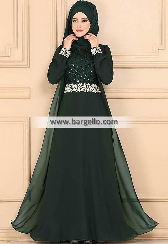 Dark Green Buttercup Delta British Columbia Canada Exclusive Embroidered Jilbab