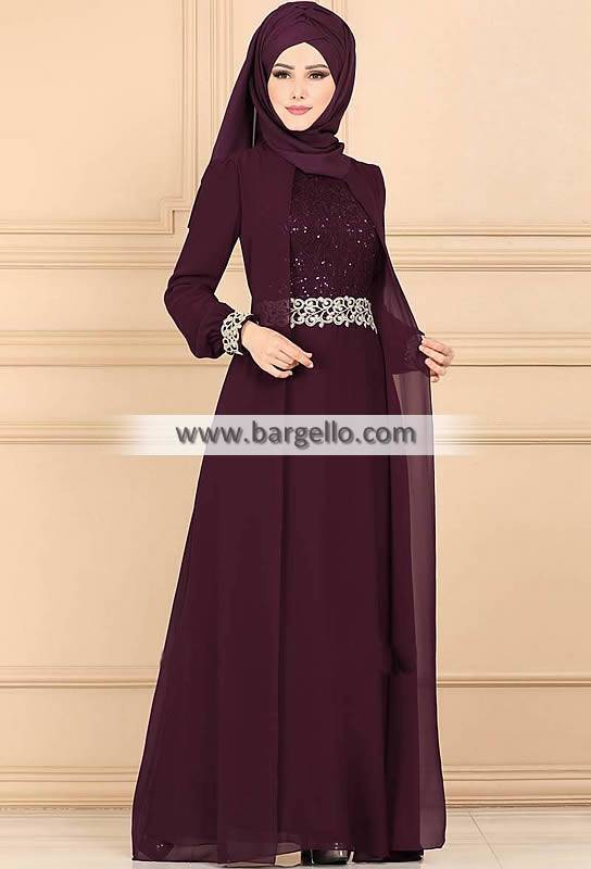 Old Mauve Bottlebrush Classic Embroidered Jilbab Exclusive Embroidered Jilbab