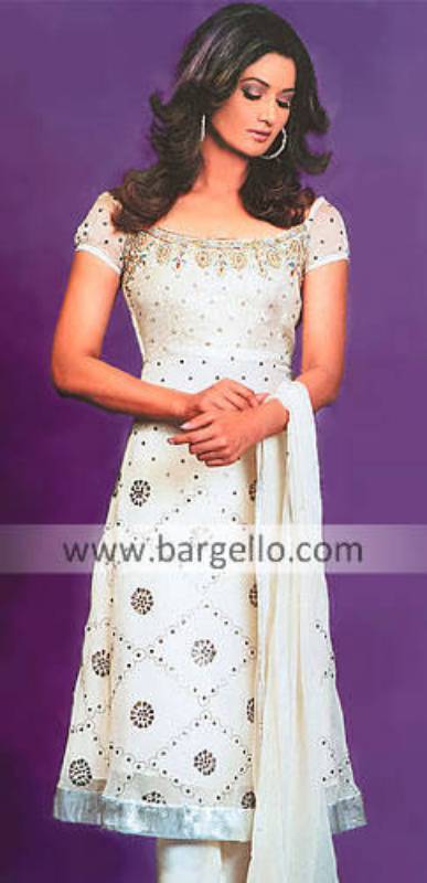 Off White Misco Anarkali Dress New York Boutiques Anarkali Dresses Pakistan