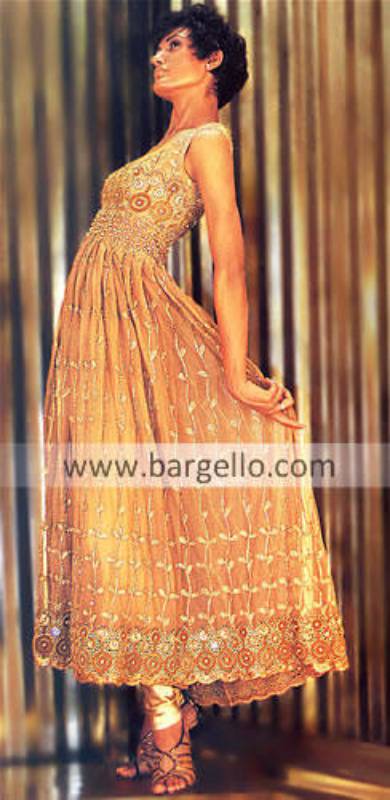Antique Gold Lovely Anarkali Dress hand embroidered work