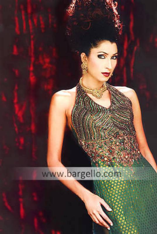 Emerald Windsor Halter Neck Dress amazing high fashion Pakistani Dress