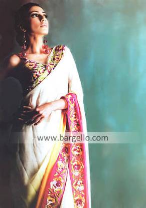 Designer Collection of Sarees Pakistani Indian Sari with Floral Embroidery
