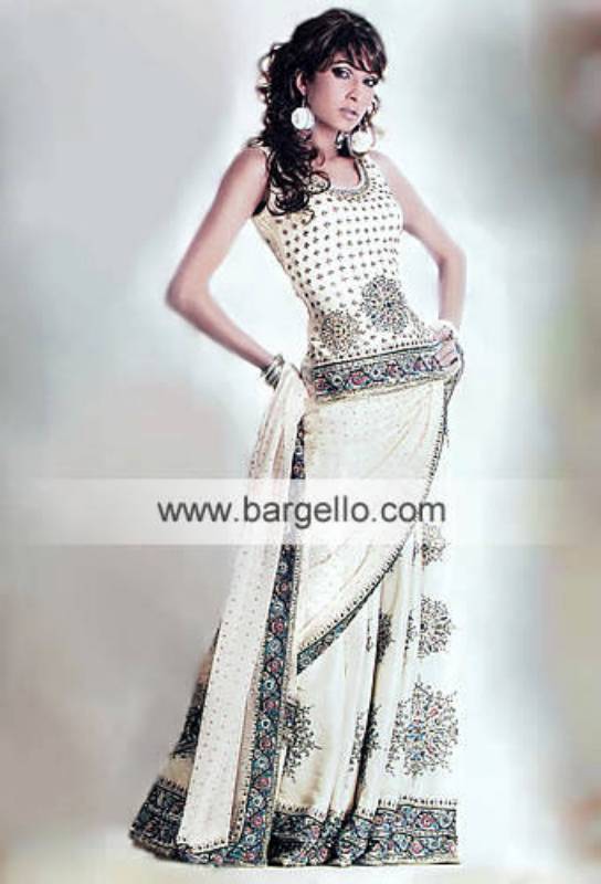 Oyster White Bridal Lehenga with Mughlai ornaments made all over Pakistani Bridal Lehenga