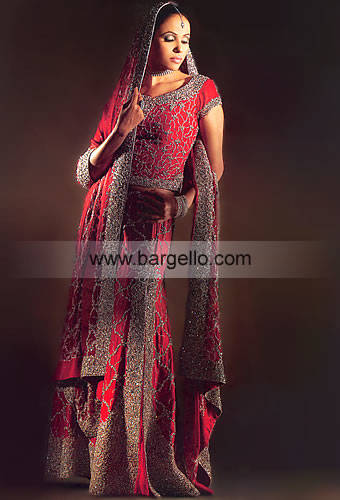 Pakistani Bridal Dress, Red Wedding Lehenga