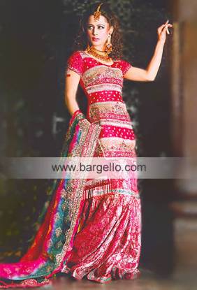 Shocking Pink Two Legged Gharara For First Day Wedding Day or Valima Reception