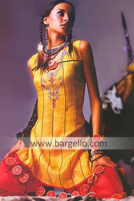 Gold Funky Shalwar Kameez From Pakistani Designer Stores