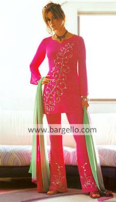 Hot Pink Casual Pakistani Designer Dress Trouser Suit