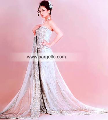 Light Sherbet Bridal Dress Hand Embellished Made in Pakistan