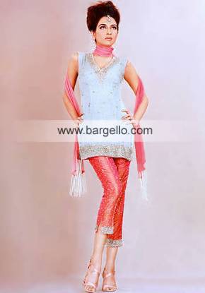 Pale Turquoise High Fashion Stunning Party Wear Dress