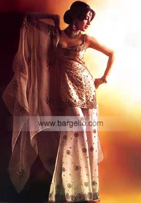 Ivory two legged designer sharara blouse and dupatta