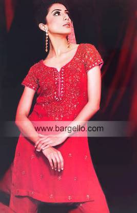Red Swazi Beaded Embellished Pakistani Salwar Kameez Designer
