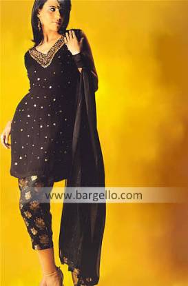 Black Chiffon and Banarsi Jamawar Hand Embellished Dress