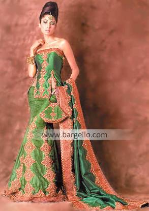 Lime Green Armena Bridal Lehenga, Dupatta and Top