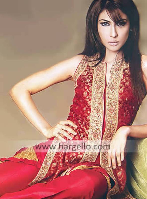 Maroon Japanese Style Hand Embellished High Fashion Dress