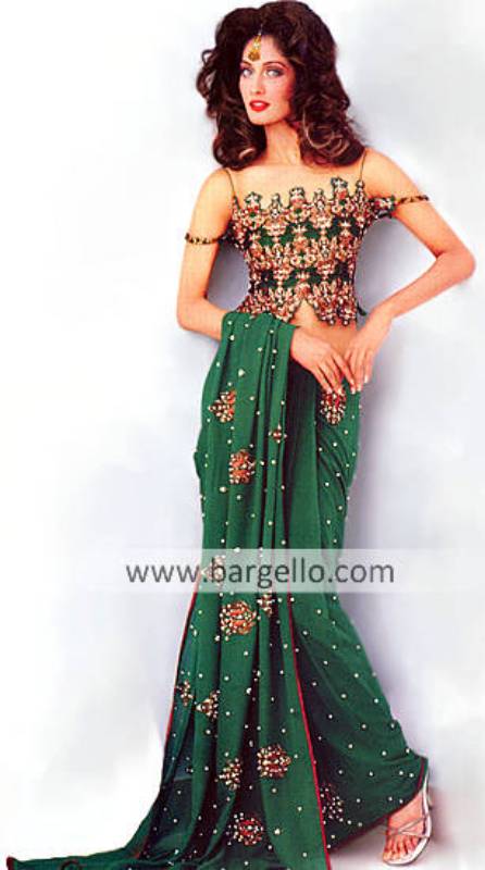 Pakistani Bridal Sari, Heavy Zardosi Blouse, Designer