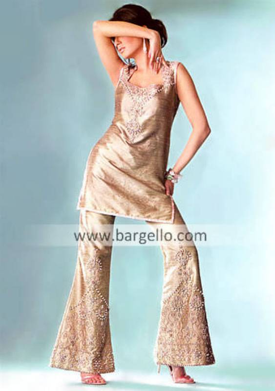 Silk Shalwar Kameez, Pakistani Designer Trouser Suit