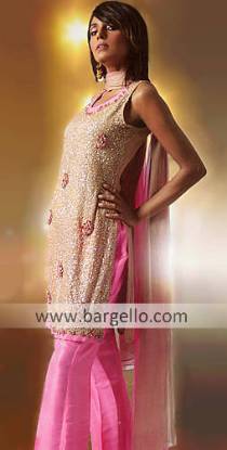 Taupe and Pink Glittering Sequined Hand Made Dress