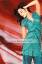Green Chiffon and Silk Casual Dress with Stripes