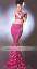 Violet Red Ornament Ruffle Mermaid Skirt with Train