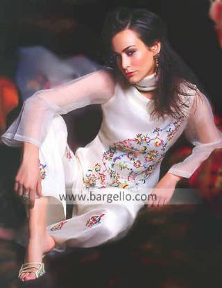 Organza Trouser Suit, Embroidered Salwar Kameez