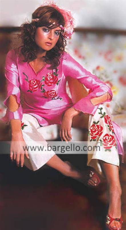 Pink Raw Silk Shalwar Kameez, Pakistani Dresses