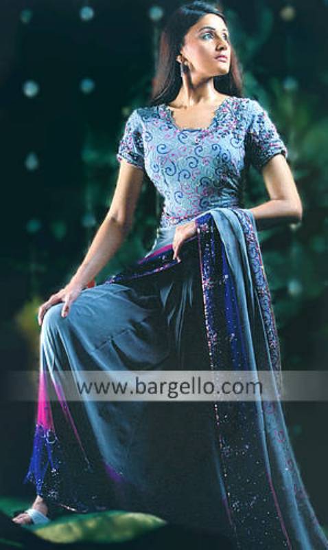 Azzurro Steel Blue Lehenga Skirt Bridal Trousseau Dress