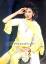 Yellow chiffon hand embellished beaded party dress