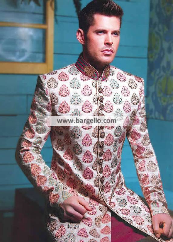 Gorgeous Raw Silk Sherwani Suits Groom Wedding Sherwani Mens Sherwani
