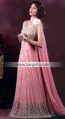 Stylish Pink Floor Length Anarkali Churidar Suit For Special Occasions Baltimore Maryland