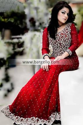 Red Pakistani Designer Anarkali Outfit For Parties Annapolis Maryland