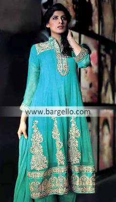 Designer Pishwas Style Dress Fremont, Sea Green Chiffon Anarkali Northridge, Chiffon Anarkali Kansas