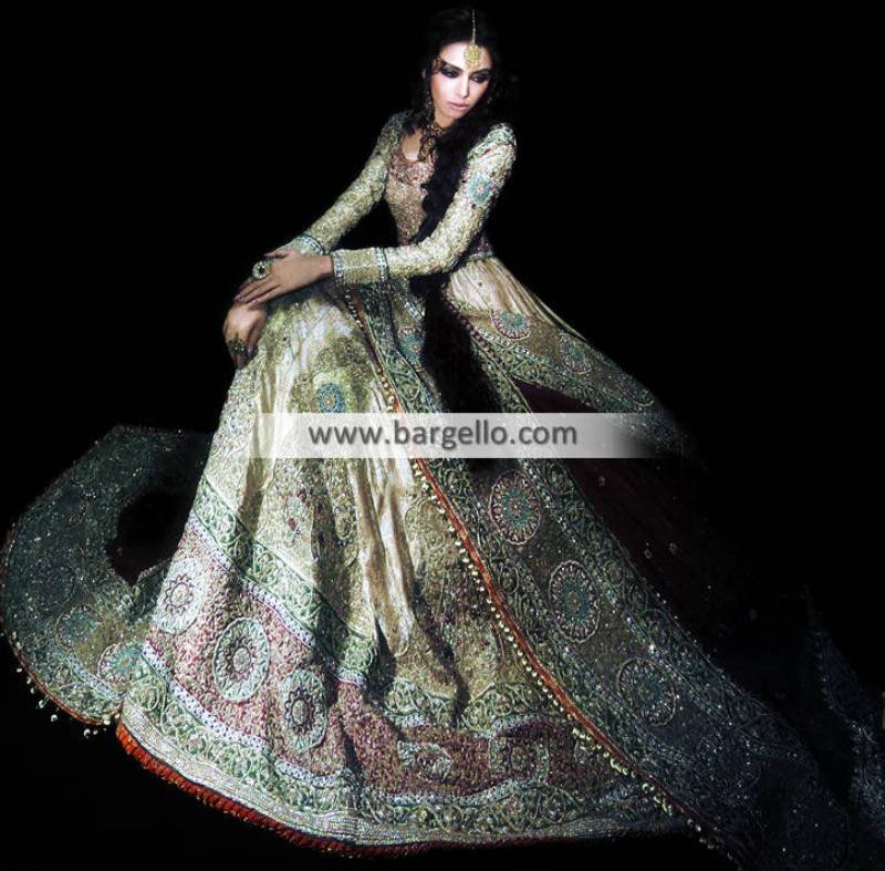 Anarkali Bridal Wear, Anarkali Bridal Dresses Pakistan, Off White Designer Bridal Anarkali