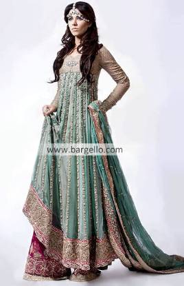 Pakistani Sharara, Pakistani Embroidered Sharara, Pakistani Embellished Sharara, Green Party Outfit