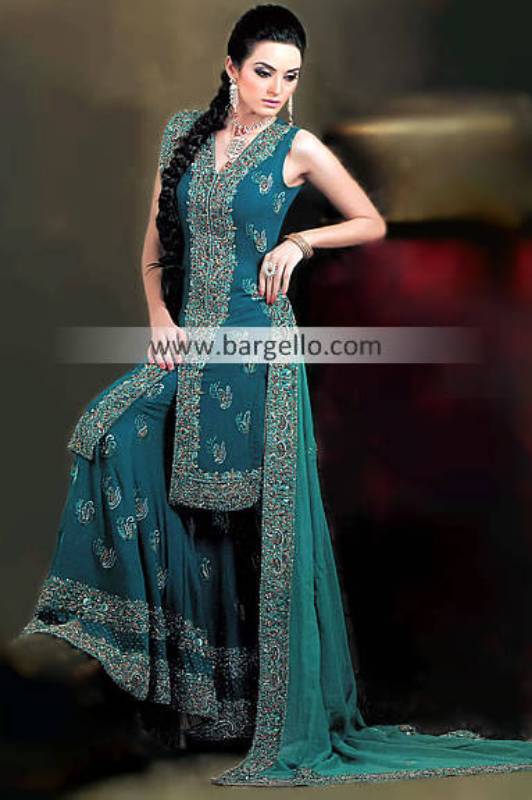 Teal Wedding Sharara, Indian Pakistani Sharara, Choli Sharara, Pakistani Sharara Outfits Suits