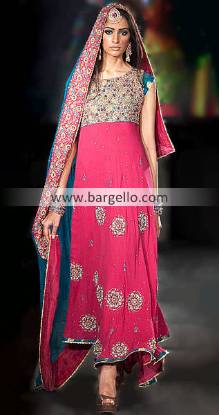 Pink Anarkali Suit, Latest Pakistani Stylish Shocking Pink Anarkali Outfit, Buy Pink Anarkali Online