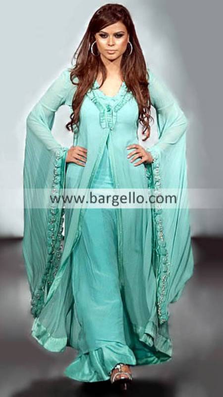 Anarkali Style Salwar Kameez Suit, Pakistani Dresses Butterfly Sleeves, Floor Length Dresses India