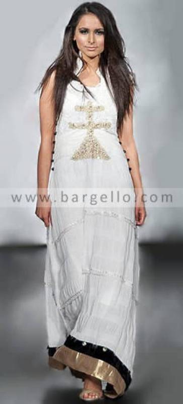 Pakistani Wedding Gown, Offwhite Chiffon Shirt India Pakistan, Chiffon Maxi Dress India Pakistan