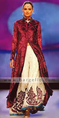 Party Dress India, Long Gown, Long Qameez and Flared Trouser, Banarsi Jamawar Suits India Pakistani