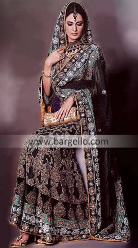 black pakistani wedding dress