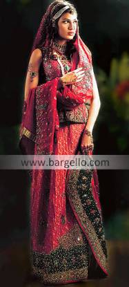 Pakistani Bridal Lehenga Jamawar A-line Skirt Pakistan for Brides UK USA Canada Australia
