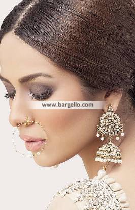Kashmiri Jhumka Earrings London UK Gold Plated Zircon JHUMKA EARRINGS