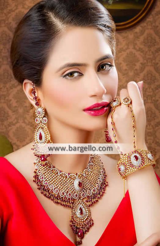 Indian Artificial Jewellery Set Hicksville New York USA Fuchsia Gold Jewellery Sets