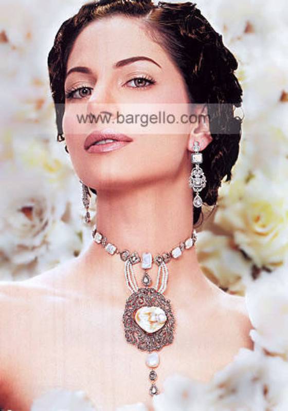 Mother of pearls set Pakistani Jewelry designer sets