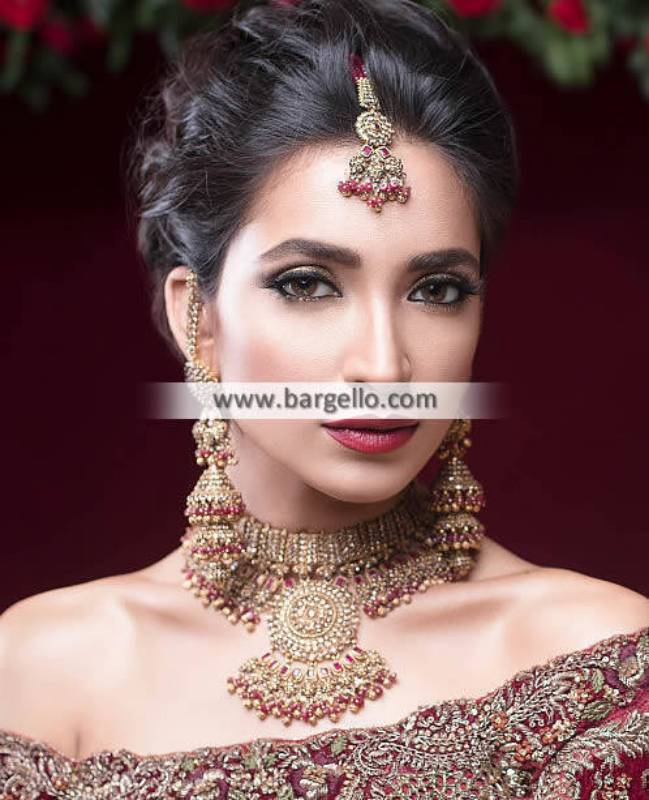 Red Polki Bridal Set, Red Polki Bridal Set with Jhumkis, Red Polki Bridal Jewellery,  Red Polki Bridal Set Hertfordshire, Red Polki Bridal Set England, Red Polki Bridal Set UK, Bridal Jewellery Sets