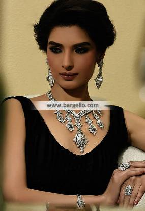 Gorgeous Diamnod like Jewellery Set Surrey UK Rhodium Plated Artificial Jewellery Sets