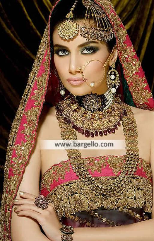 Heavy Pakistani Bridal Kundan Jewellery Sets Arizona USA Kundan Ruby Pearls Jewellery Sets