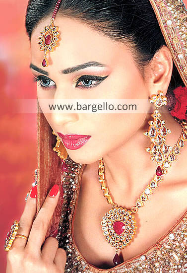 Royal Pakistani Gold Plated Bridal Jewellery Manhattan New York Kansas Us Kundan Ruby Jewellery Sets