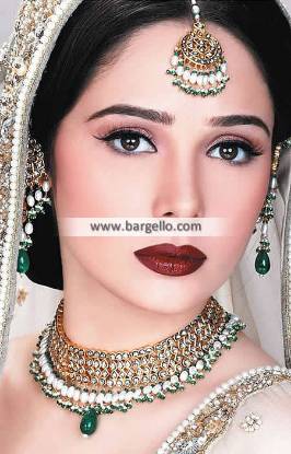Traditional Pakistani Bridal Jewellery Sets Surrey UK Kundan Jewellery Sets Emerald Stones